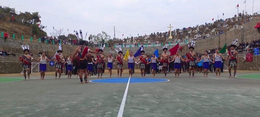 Changki Students' Union performing a folk dance during the CKL Conference cum Sports Meet at Changki Village.